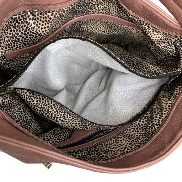 NEW Medium Chocolate Brown Large Hobo Style Silhouette Gold Accents 13”x5.5”x14” - Picture 10 of 11